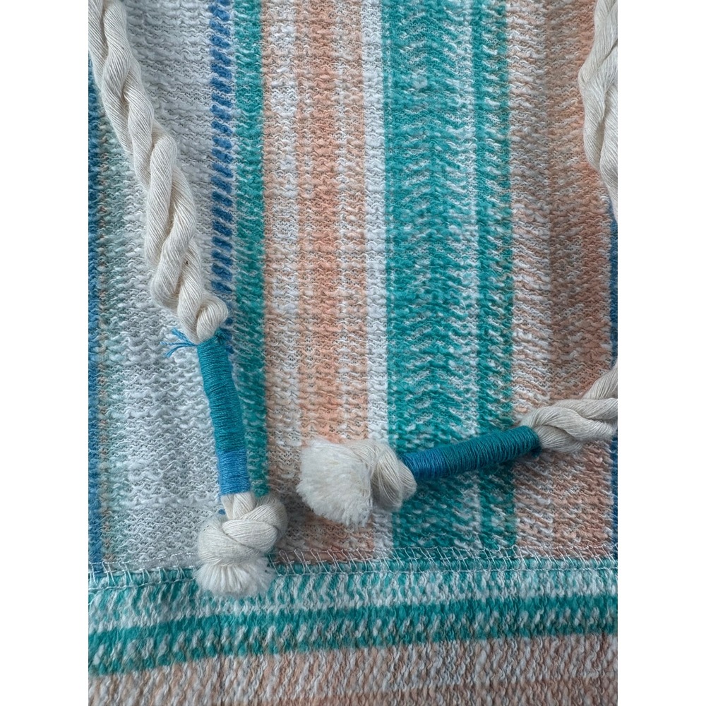 Southern Spirit Womens Baja Hoodie Striped Pullover Teal Orange Blue Size M - Picture 4 of 7
